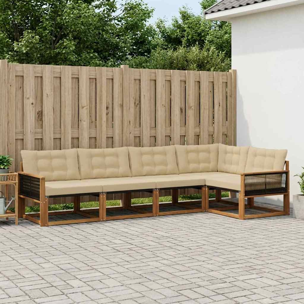 Buiten bankenset met kussen 5 pcs Natuurlijk en Beige is nu te koop bij PeponiXL, paradijselijk wonen!