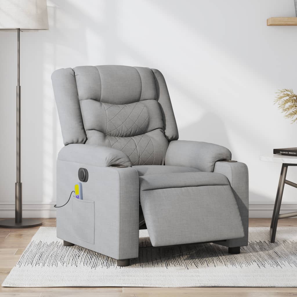 Massagestoel elektrisch verstelbaar stof lichtgrijs is nu te koop bij PeponiXL, paradijselijk wonen!
