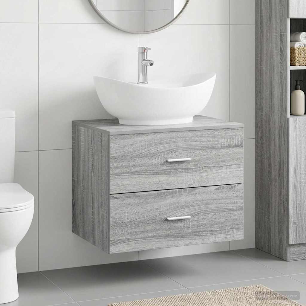 Badkamermeubelset Grijs Sonoma Bewerkt hout is nu te koop bij PeponiXL, paradijselijk wonen!