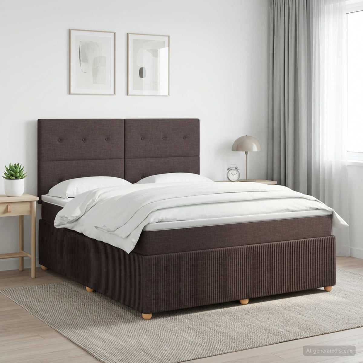 Boxspringbed met matras Donkerbruin 140 x 190 cm Stof is nu te koop bij PeponiXL, paradijselijk wonen!