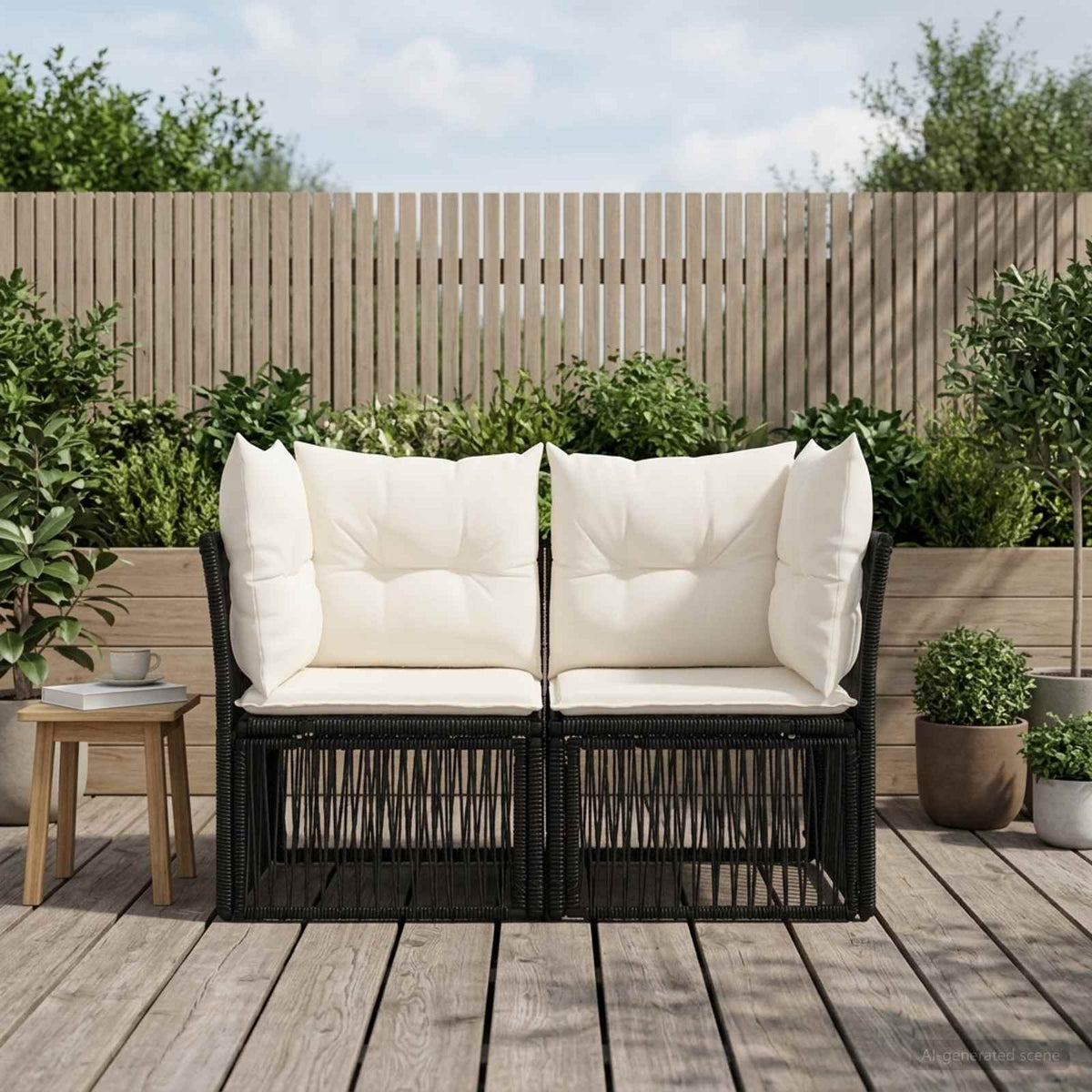 Tuinbank 2-Aantal zitplaatsen Zwart poly rattan is nu te koop bij PeponiXL, paradijselijk wonen!