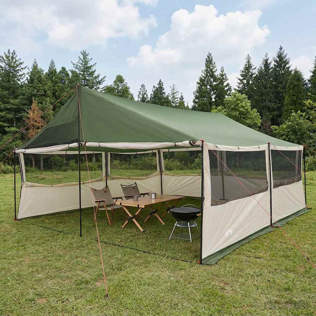 Gezinstent met dak Groen 600 x 400 x 268 cm Polyester en staal is nu te koop bij PeponiXL, paradijselijk wonen!