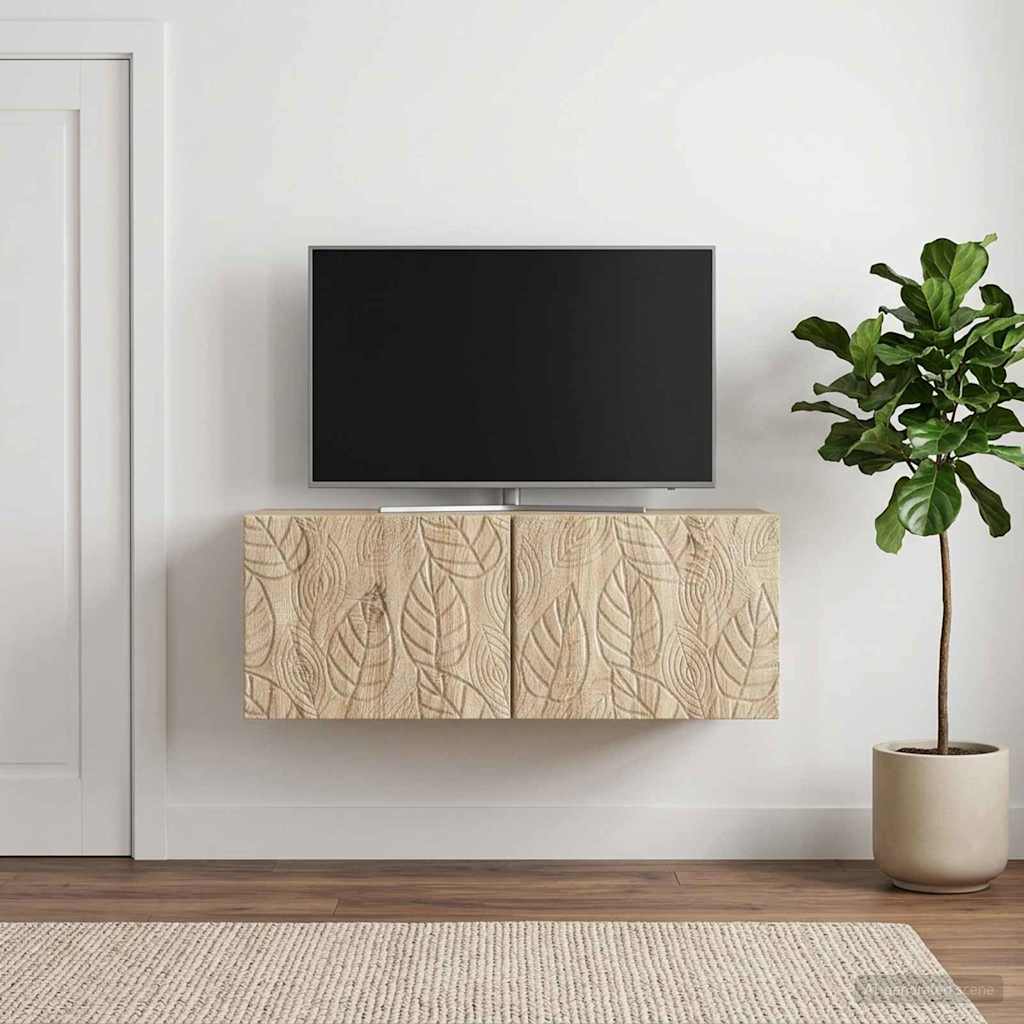 Wandbeugel TV-kast 98 x 31 cm Sonoma Eiken Bewerkt hout is nu te koop bij PeponiXL, paradijselijk wonen!
