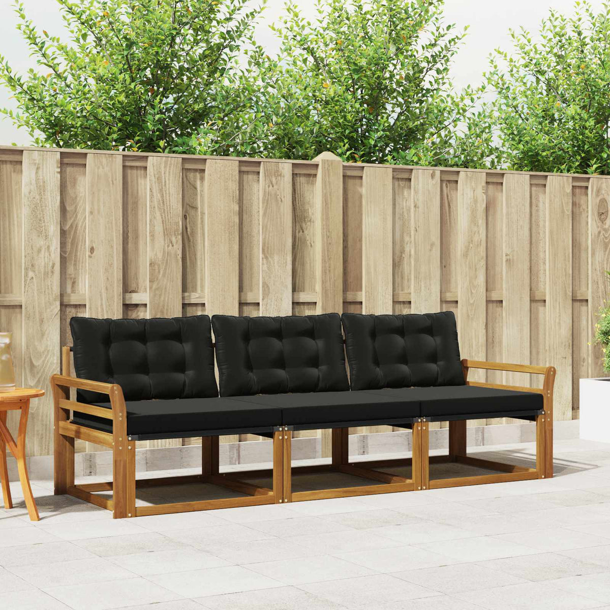 Buiten bankenset met kussen 3 pcs Natuurlijk en Zwart is nu te koop bij PeponiXL, paradijselijk wonen!