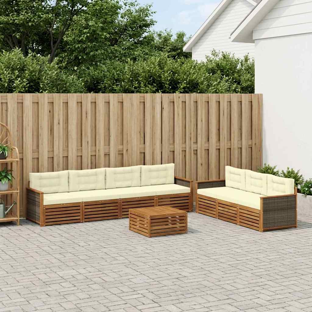 Buiten bankenset met kussen 8 pcs Natuurlijk en Crème is nu te koop bij PeponiXL, paradijselijk wonen!