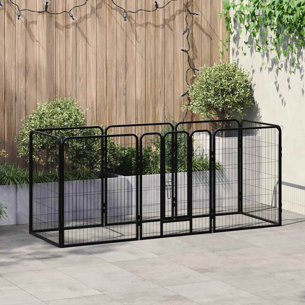 Hondenren met 8 panelen 80x100 cm staal zwart is nu te koop bij PeponiXL, paradijselijk wonen!