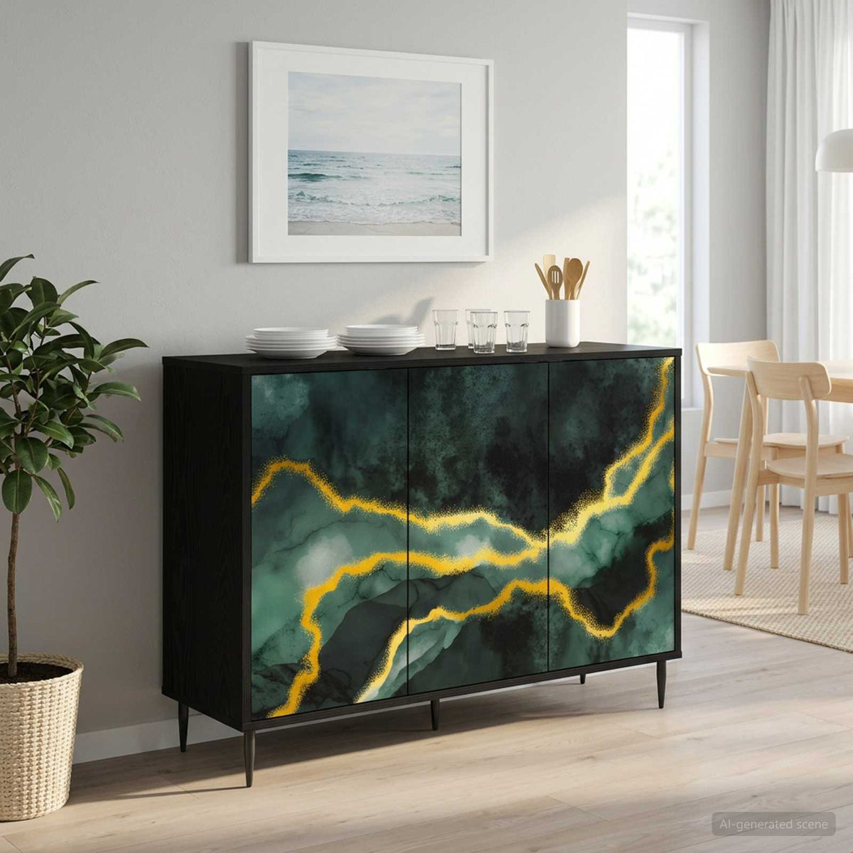 Dressoir WIJHE Zwart eiken 102 x 33 x 76 cm Bewerkt hout is nu te koop bij PeponiXL, paradijselijk wonen!