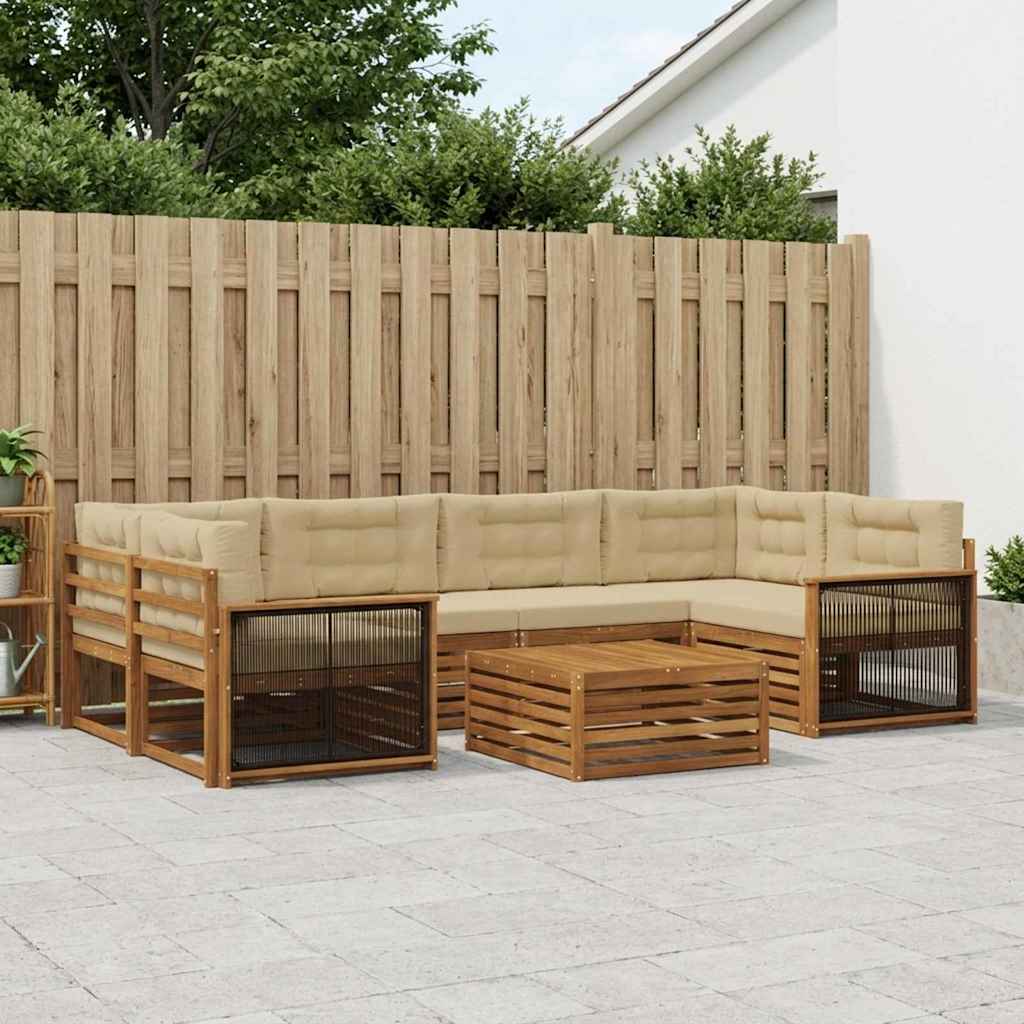 Buiten bankenset met kussen 7 pcs Natuurlijk en Beige is nu te koop bij PeponiXL, paradijselijk wonen!