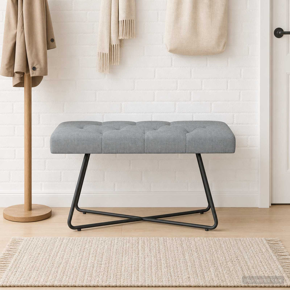 Bank met knoopverstelling Lichtgrijs 80 x 40 x 46 cm Stof is nu te koop bij PeponiXL, paradijselijk wonen!