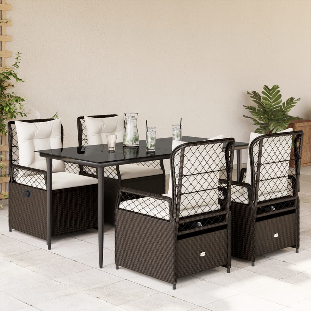 5-delige Tuinset met kussens poly rattan bruin is nu te koop bij PeponiXL, paradijselijk wonen!