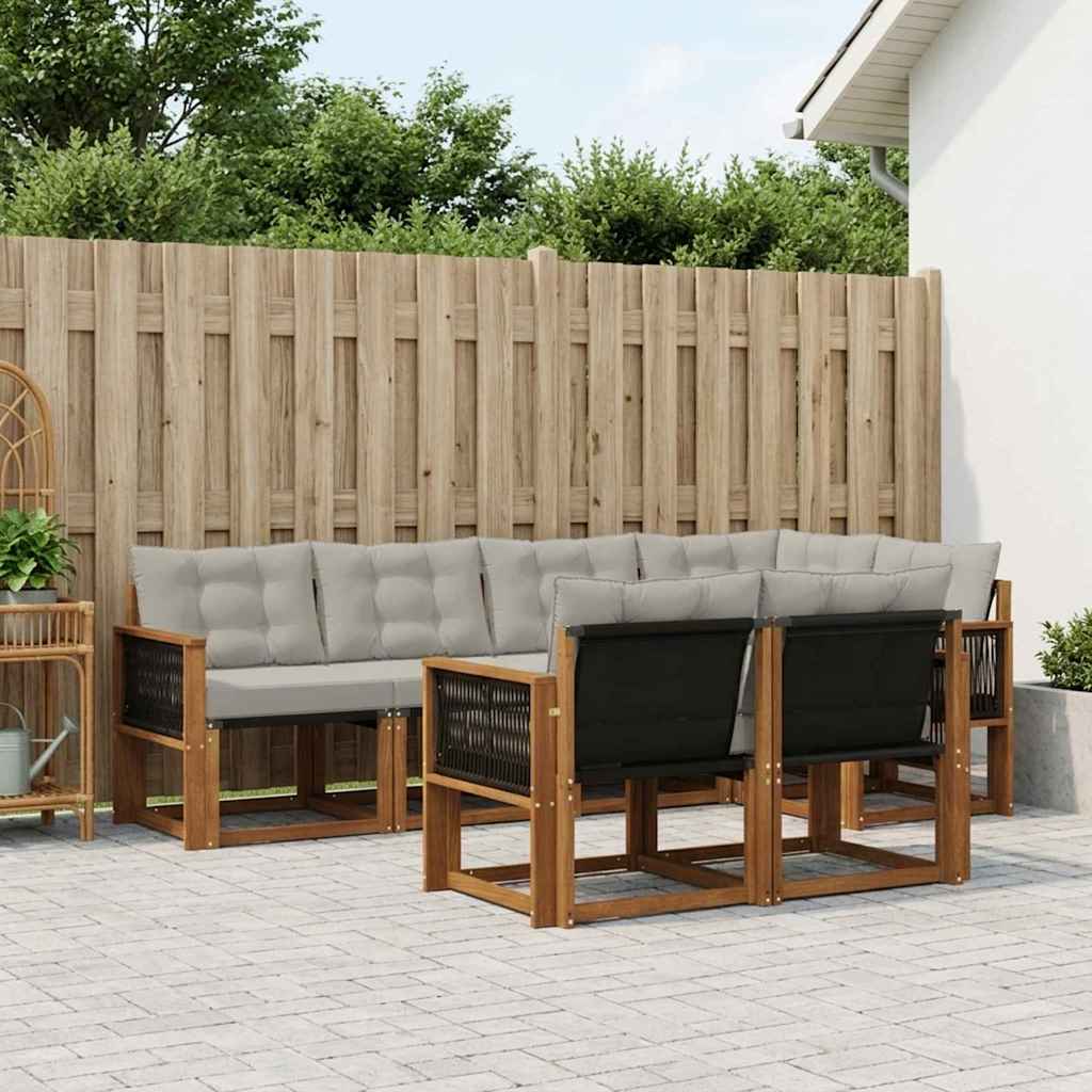 Buiten bankenset met kussen 7 pcs Naturel en lichtgrijs is nu te koop bij PeponiXL, paradijselijk wonen!
