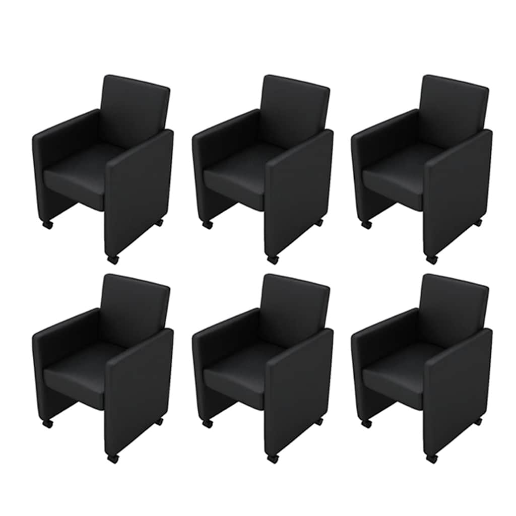 Eetkamerstoelen 6 st kunstleer zwart is nu te koop bij PeponiXL, paradijselijk wonen!