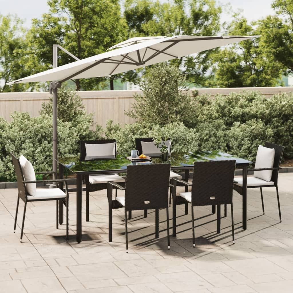 7-delige Tuinset met kussens poly rattan zwart is nu te koop bij PeponiXL, paradijselijk wonen!