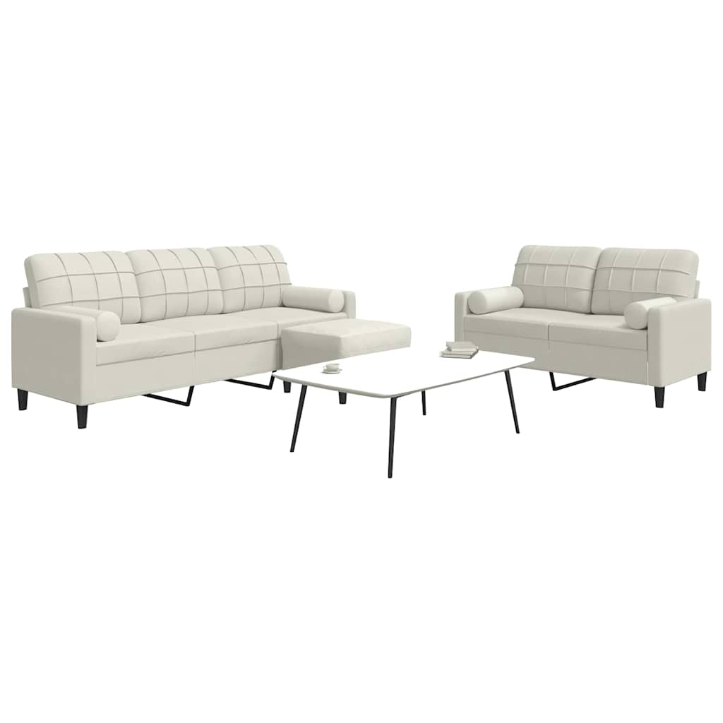 3-delige Loungeset met kussens en bolsters fluweel crèmekleurig is nu te koop bij PeponiXL, paradijselijk wonen!