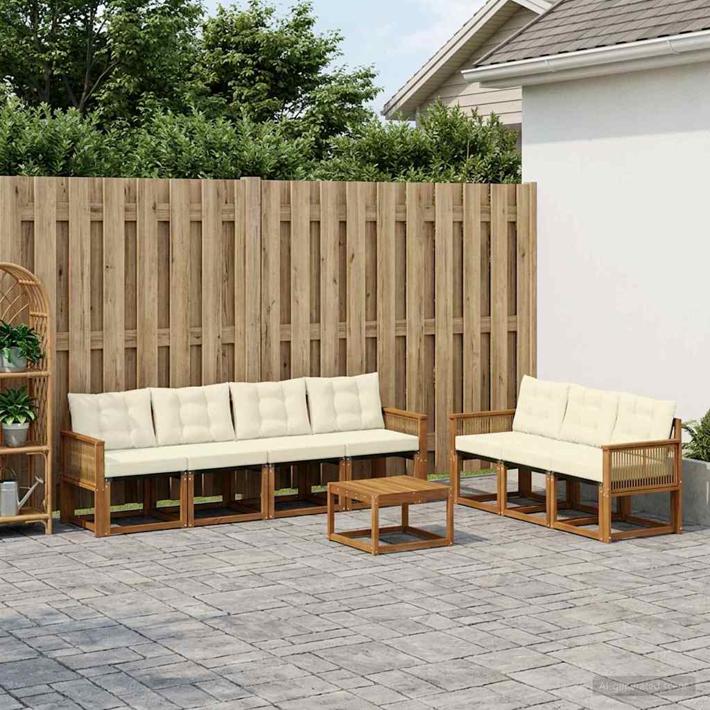 Buiten bankenset met kussen 8 pcs Natuurlijk en Crème is nu te koop bij PeponiXL, paradijselijk wonen!
