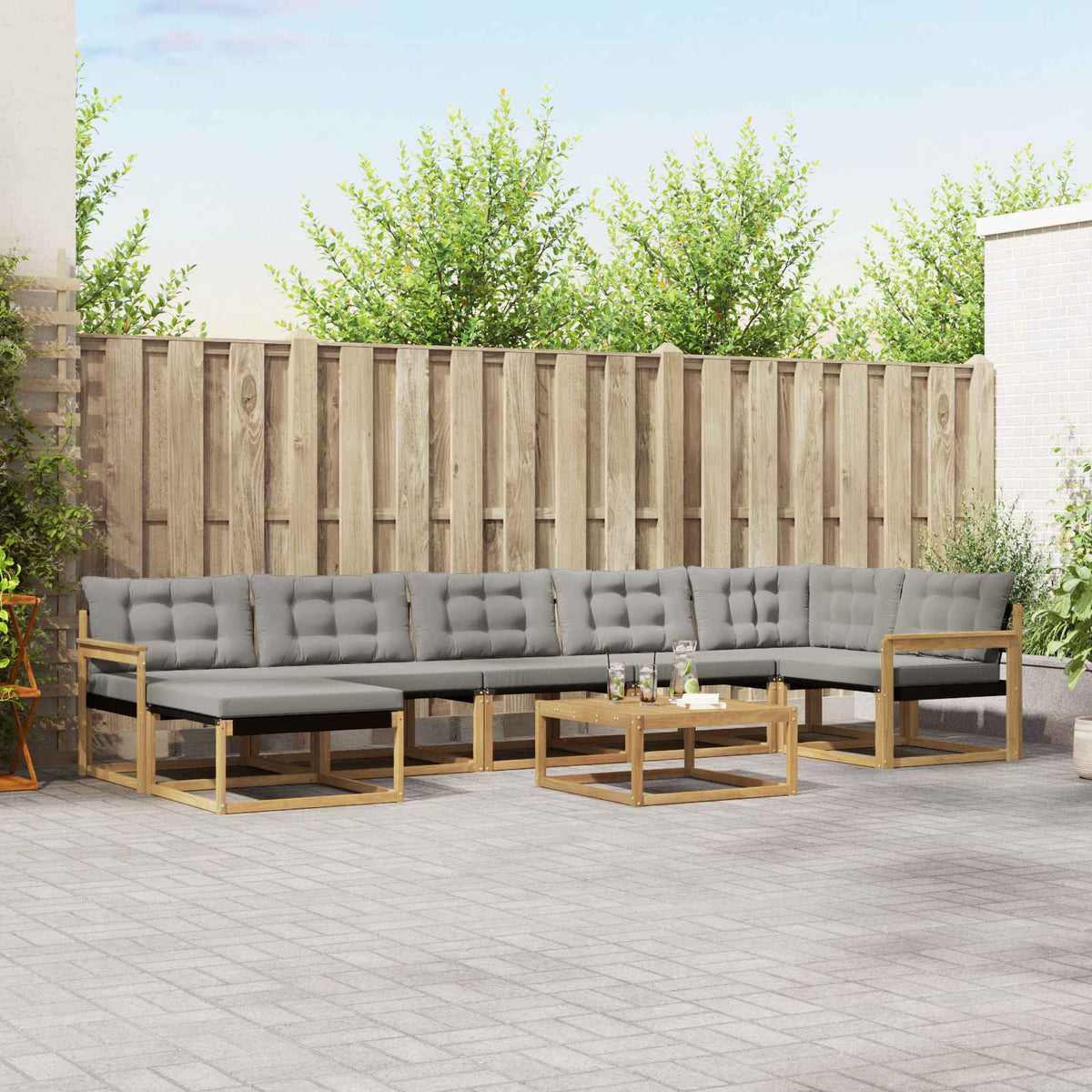 Buiten bankenset 8 pcs Wit en Lichtgrijs 79 x 79 x 37 cm is nu te koop bij PeponiXL, paradijselijk wonen!