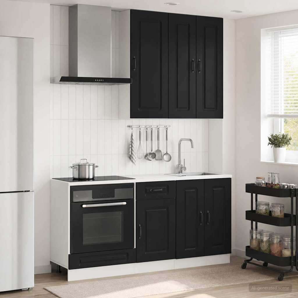 Keukenblok KALMAR 5 pcs Zwart Bewerkt hout is nu te koop bij PeponiXL, paradijselijk wonen!