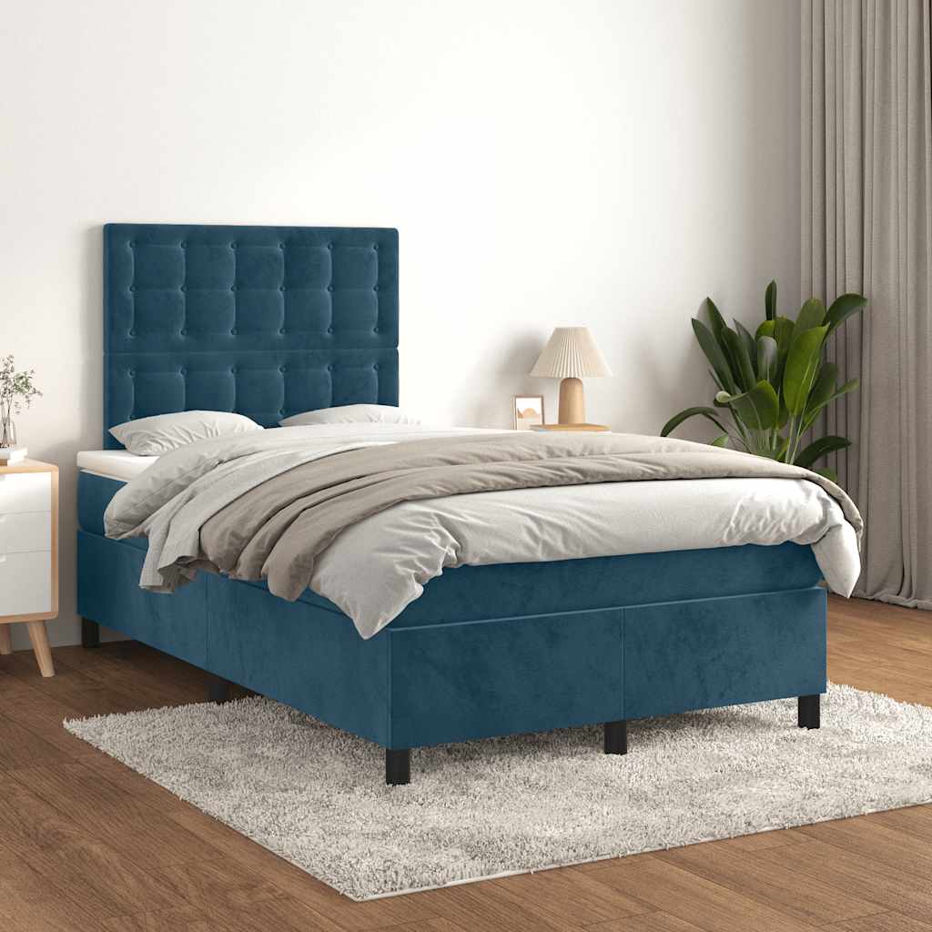 Boxspring met matras fluweel donkerblauw 120x190 cm is nu te koop bij PeponiXL, paradijselijk wonen!