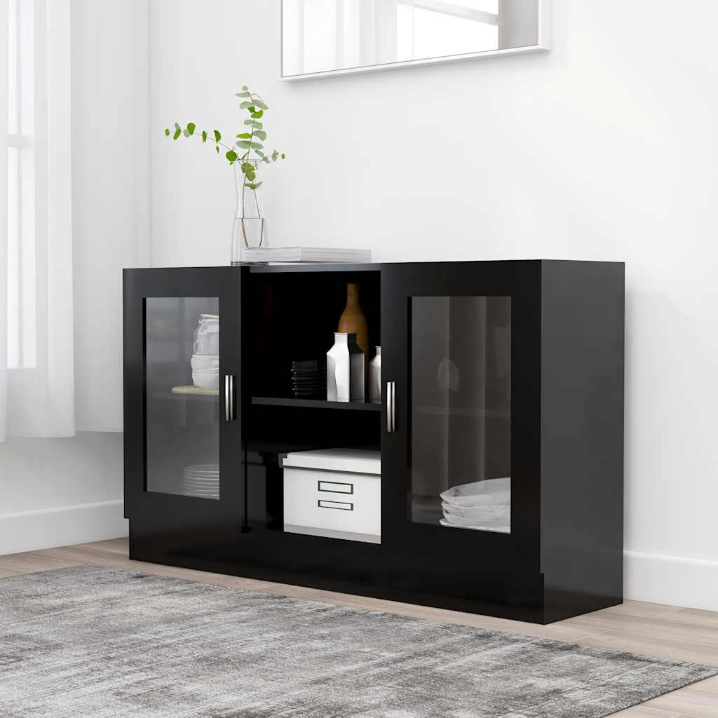 Vitrinekast 120x30,5x70 cm bewerkt hout zwart is nu te koop bij PeponiXL, paradijselijk wonen!