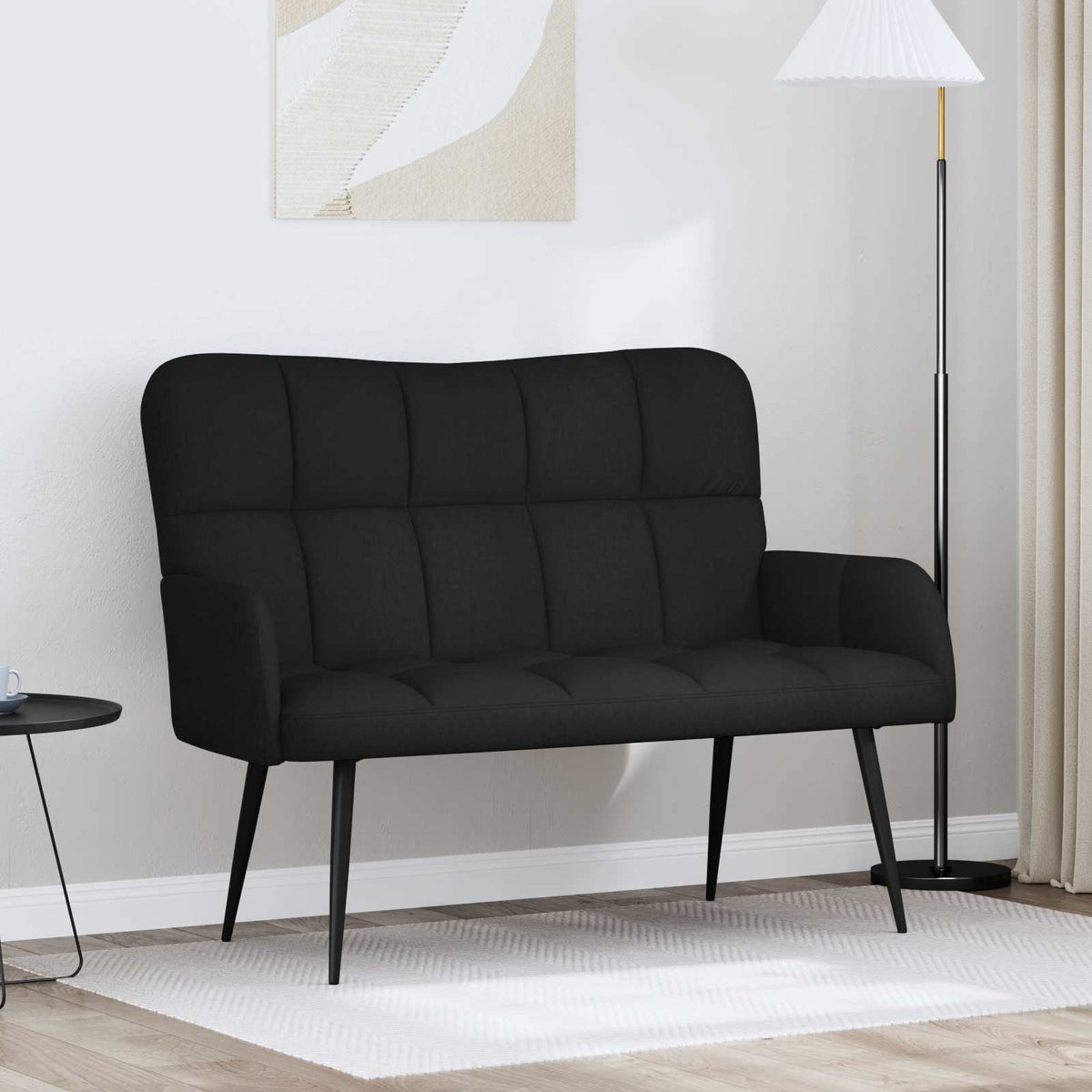 Twee Persoons Sofa Zwart 115 x 61 x 87 cm Stof is nu te koop bij PeponiXL, paradijselijk wonen!