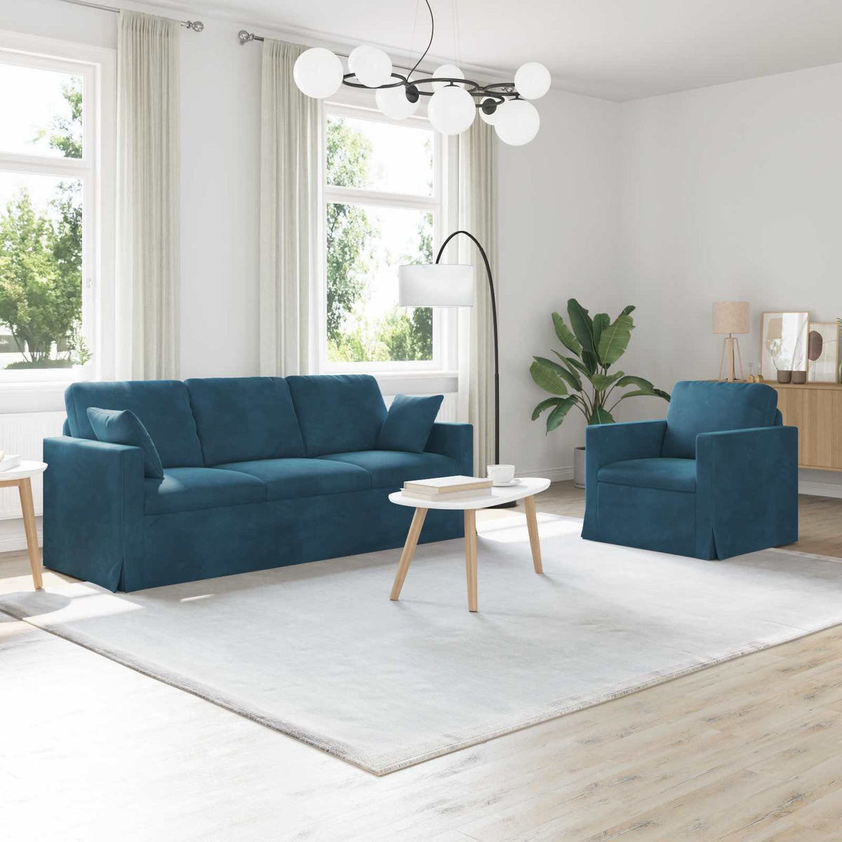 Bankstel 2 pcs Blauw 198 x 78 x 80 cm Fluweel is nu te koop bij PeponiXL, paradijselijk wonen!