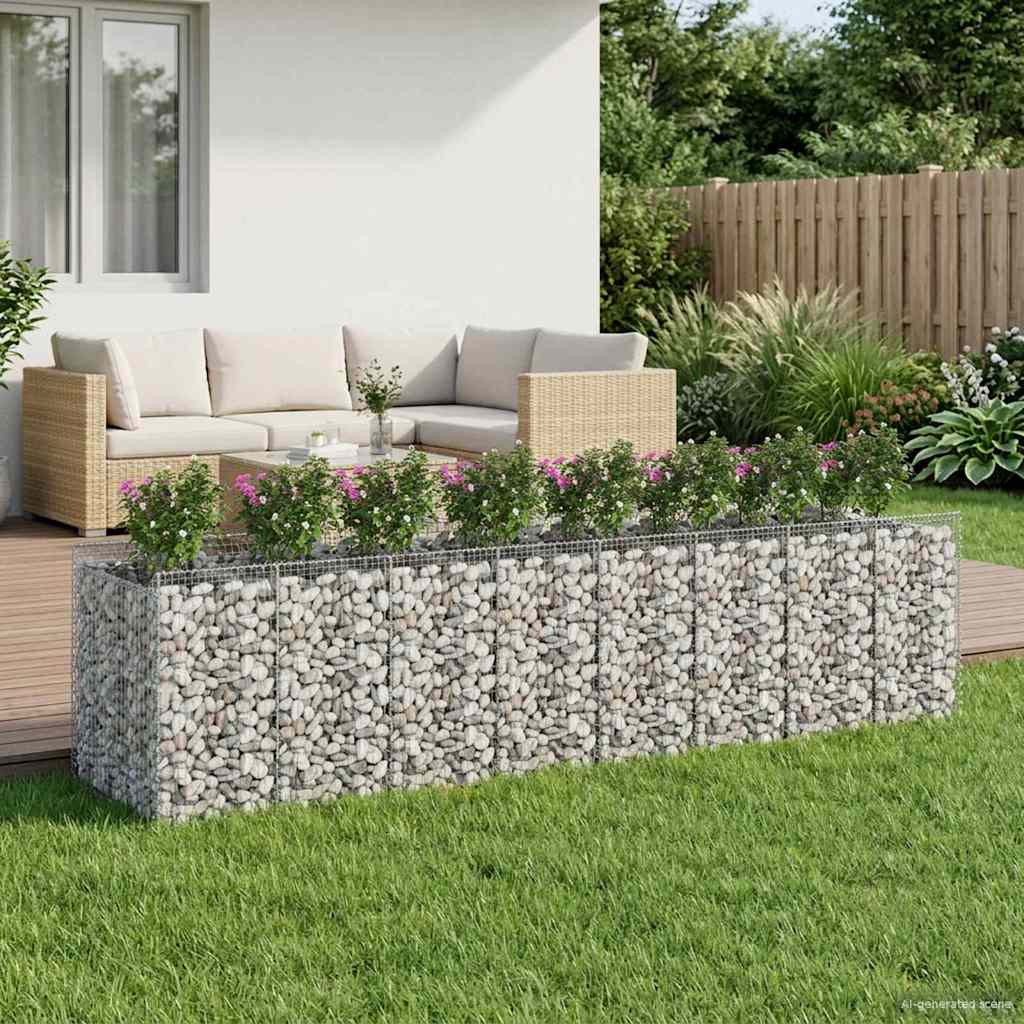 Gabion Verhoogd Bed 4 pcs Zilverkleurig is nu te koop bij PeponiXL, paradijselijk wonen!