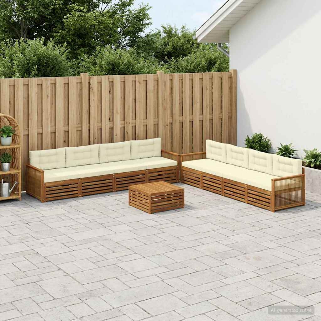Buiten bankenset met kussen 9 pcs Natuurlijk en Crème is nu te koop bij PeponiXL, paradijselijk wonen!