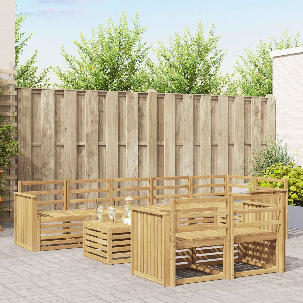 Buiten bankenset 9 pcs Wit 59 x 59 x 37 cm Massief Acaciahout is nu te koop bij PeponiXL, paradijselijk wonen!