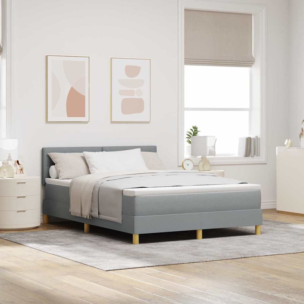 Boxspringbed met kussen Lichtgrijs 140 x 200 cm Stof is nu te koop bij PeponiXL, paradijselijk wonen!