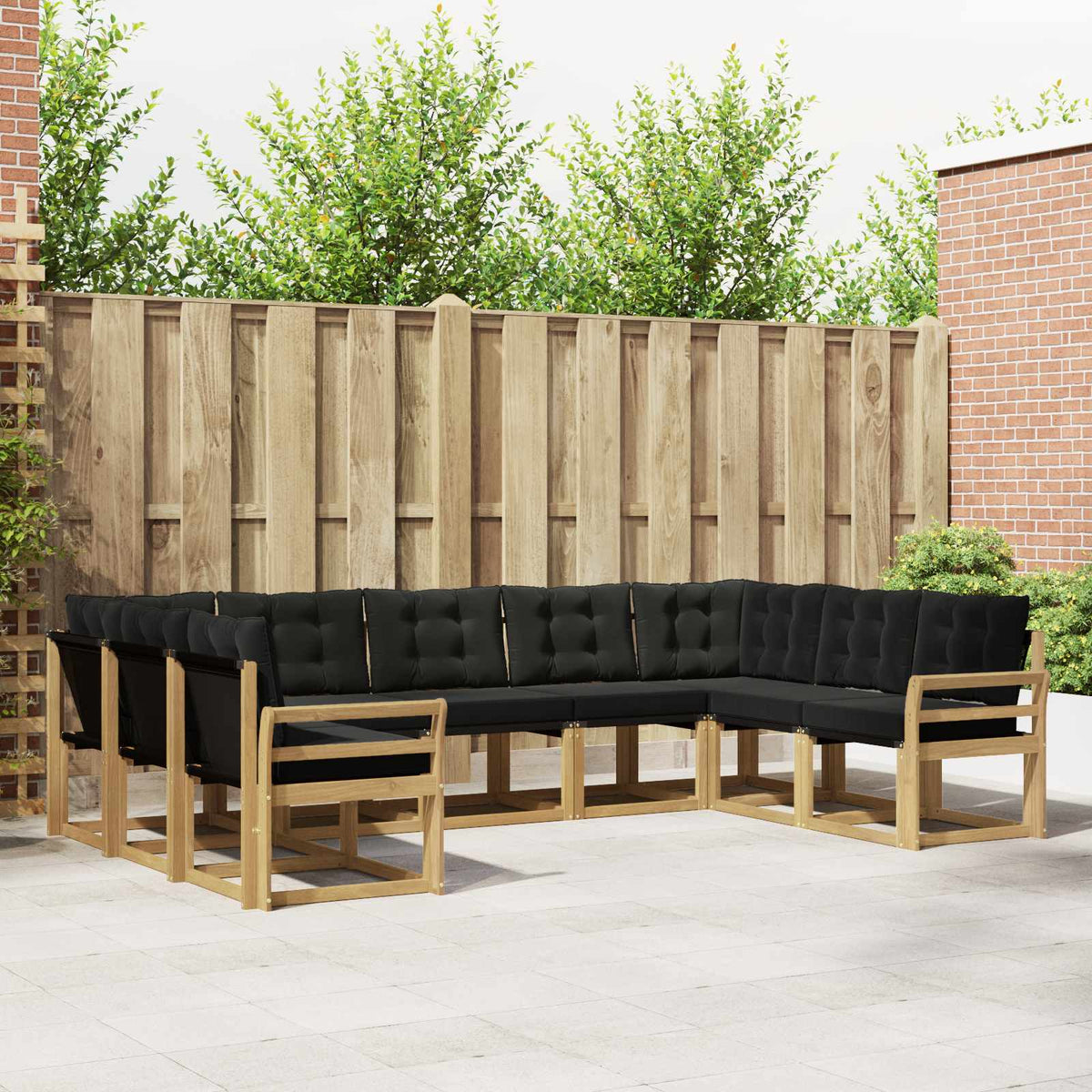 Buiten bankenset met kussen 9 pcs Wit en zwart is nu te koop bij PeponiXL, paradijselijk wonen!