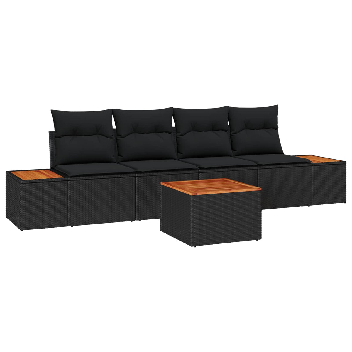 Tuinbankenset met kussen 5 pcs Zwart Poly riet is nu te koop bij PeponiXL, paradijselijk wonen!