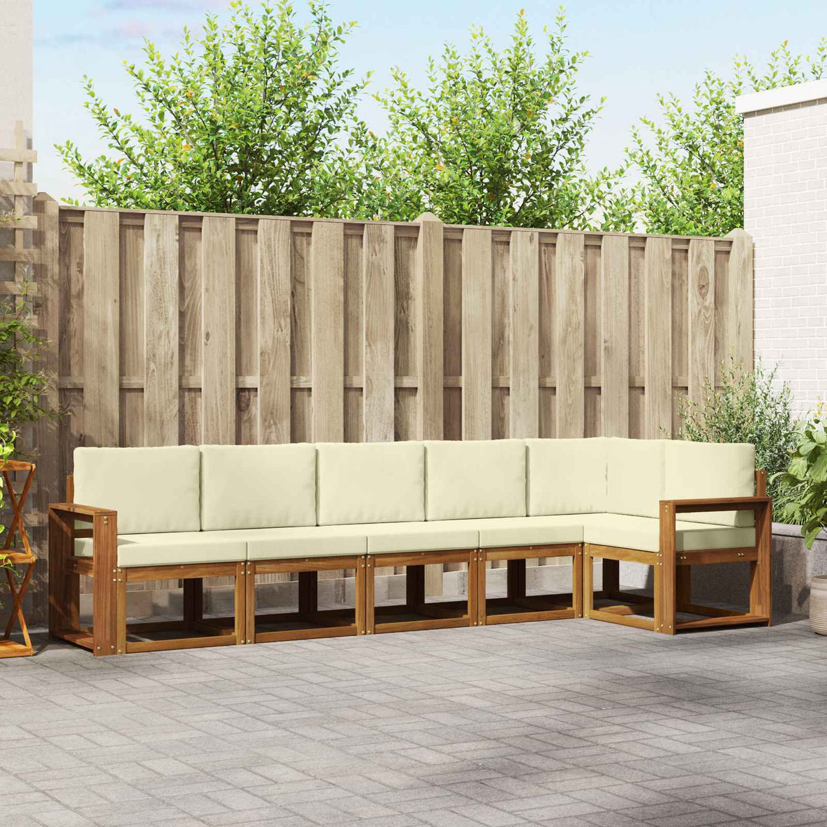 Buiten bankenset met kussen 6 pcs Natuurlijk en Crème is nu te koop bij PeponiXL, paradijselijk wonen!