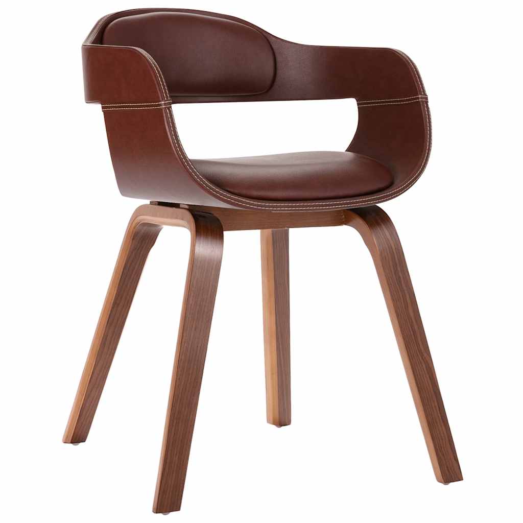 Eetkamerstoel gebogen hout en kunstleer bruin is nu te koop bij PeponiXL, paradijselijk wonen!
