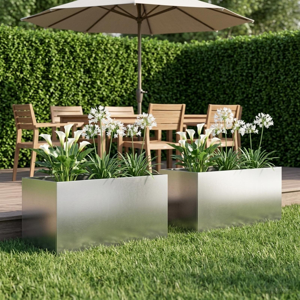 Plantenbak 2 st zilver 80 x 50 x 50 cm Roestvrij staal is nu te koop bij PeponiXL, paradijselijk wonen!