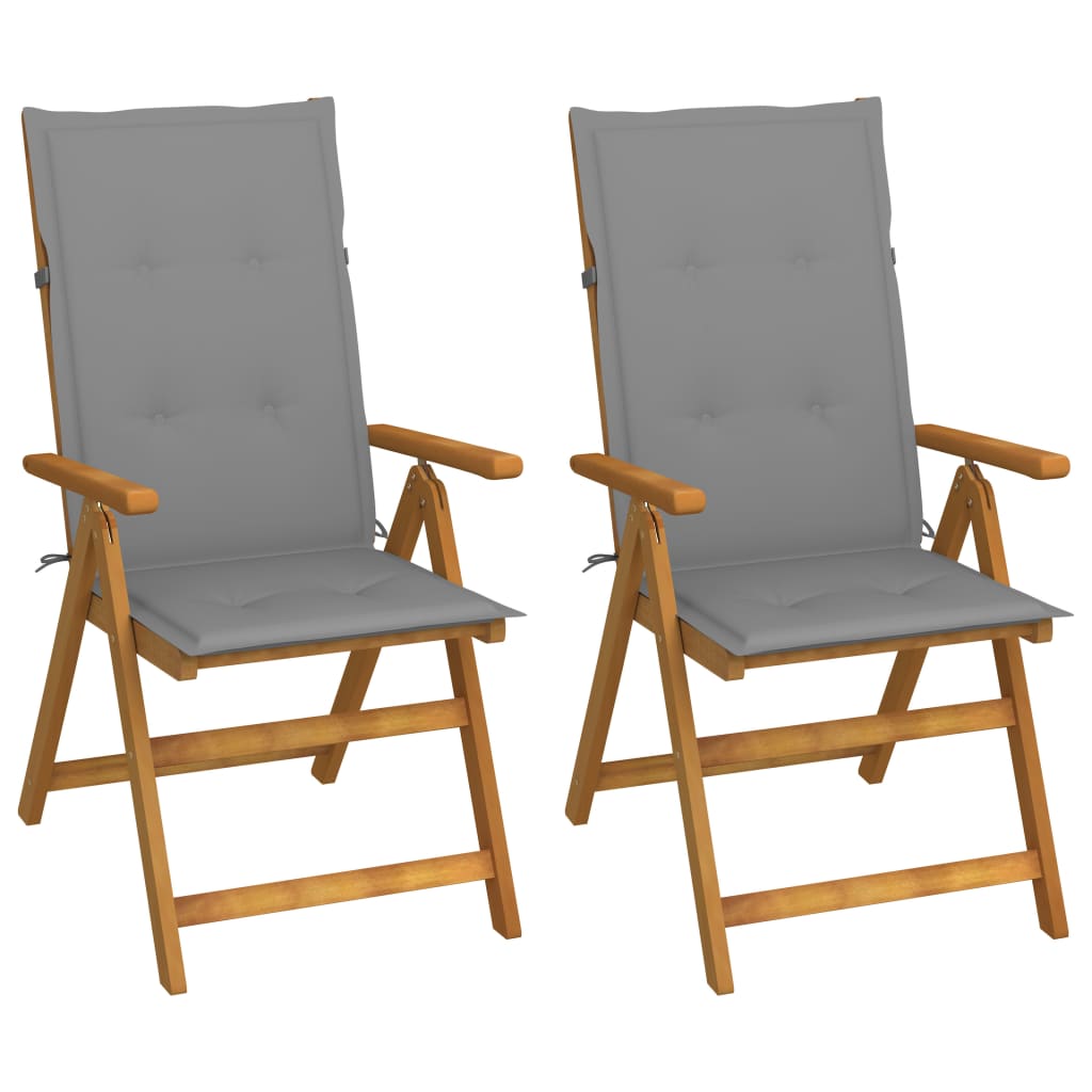 Tuinstoelen 2 st verstelbaar met kussens massief acaciahout is nu te koop bij PeponiXL, paradijselijk wonen!