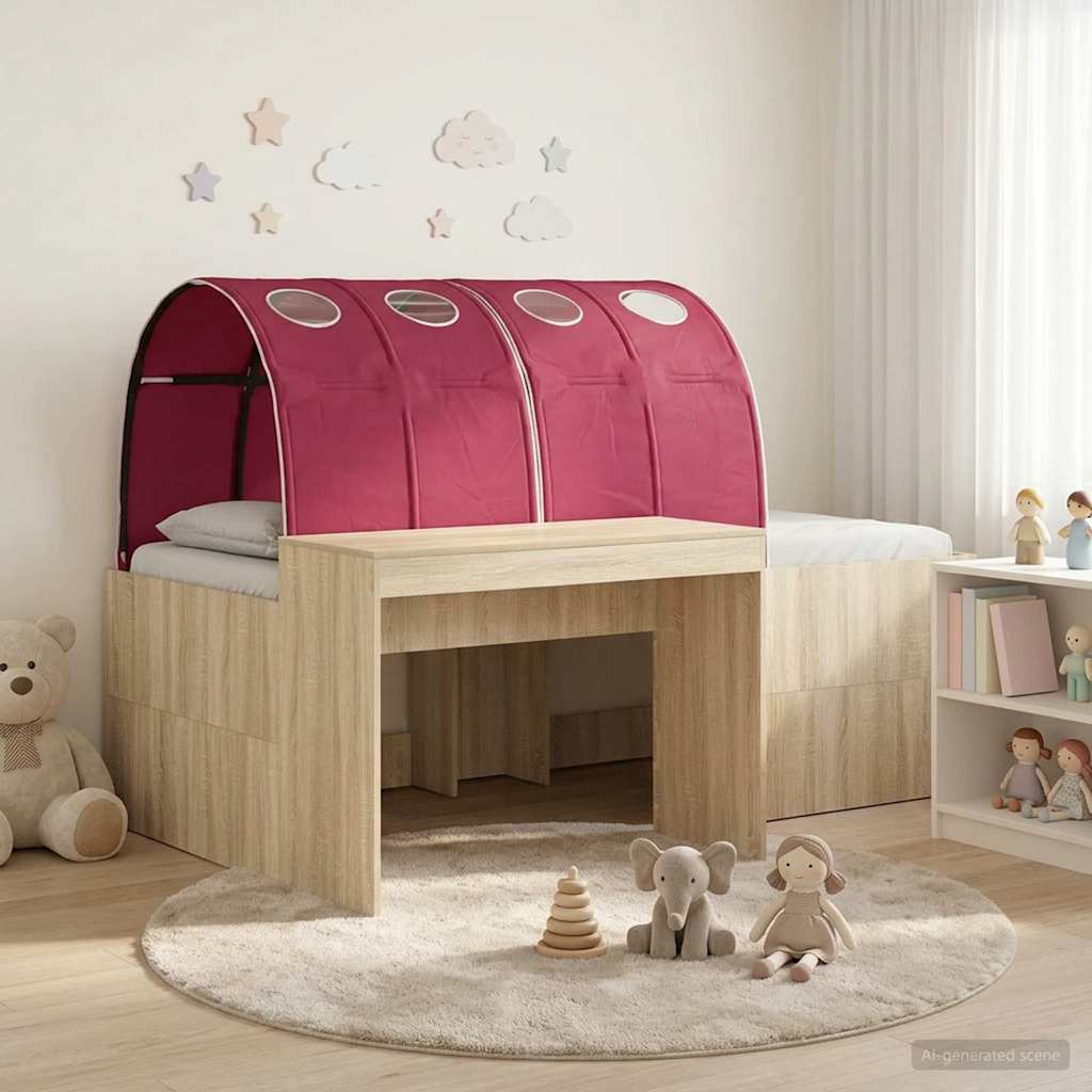 Bed met Tunnel 3 st Artisian Eik en Rood Bewerkt hout is nu te koop bij PeponiXL, paradijselijk wonen!