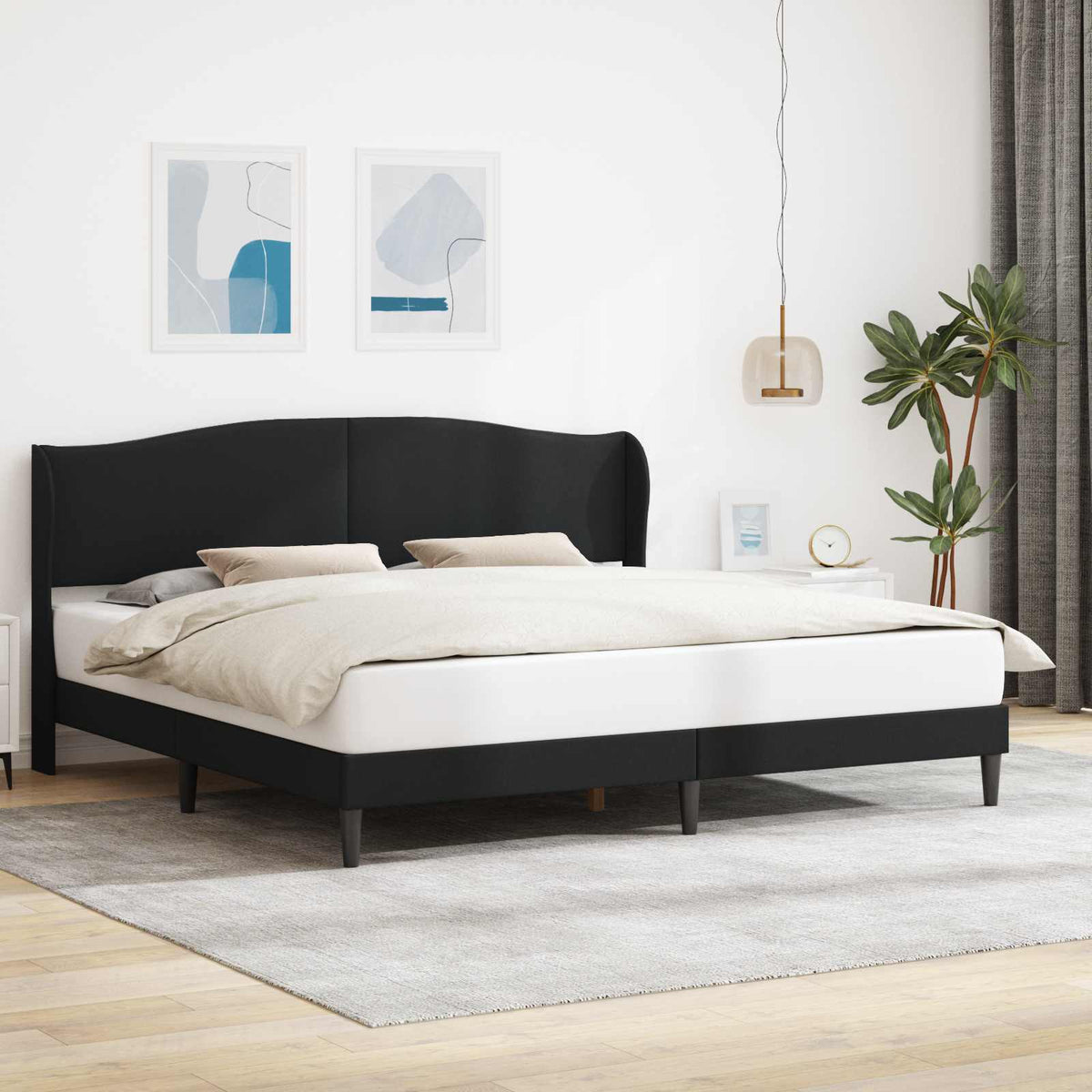 Bedframe met hoofdeinde Zwart 200 x 200 cm Kunstleer is nu te koop bij PeponiXL, paradijselijk wonen!