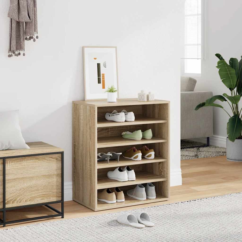 Schoenenkast 60x35x70 cm bewerkt hout sonoma eikenkleurig is nu te koop bij PeponiXL, paradijselijk wonen!