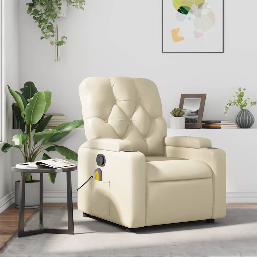 Massagestoel verstelbaar kunstleer crème is nu te koop bij PeponiXL, paradijselijk wonen!