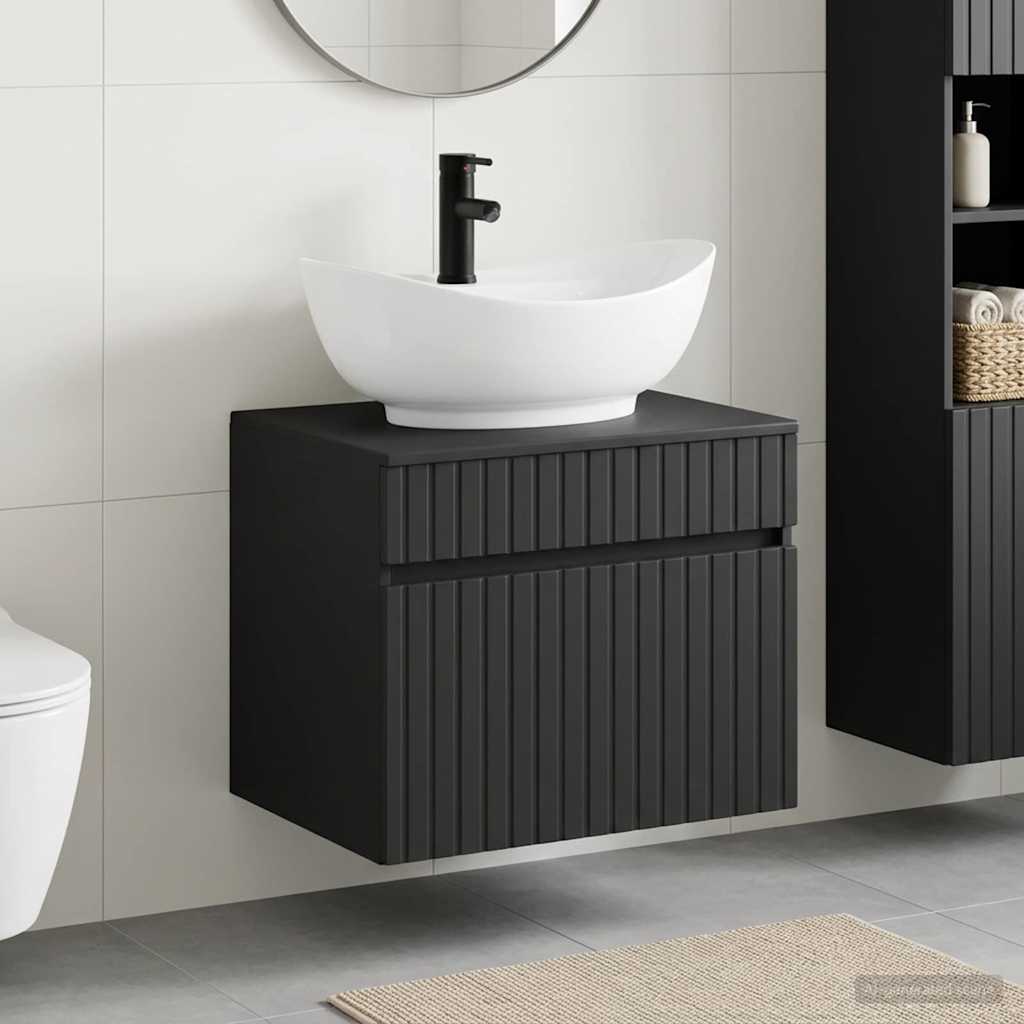 Badkamermeubelset Zwart Bewerkt hout is nu te koop bij PeponiXL, paradijselijk wonen!