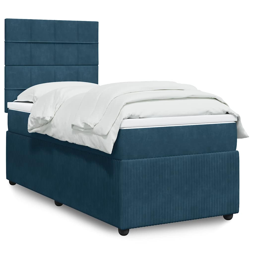 Boxspring met matras fluweel blauw 90x200 cm is nu te koop bij PeponiXL, paradijselijk wonen!