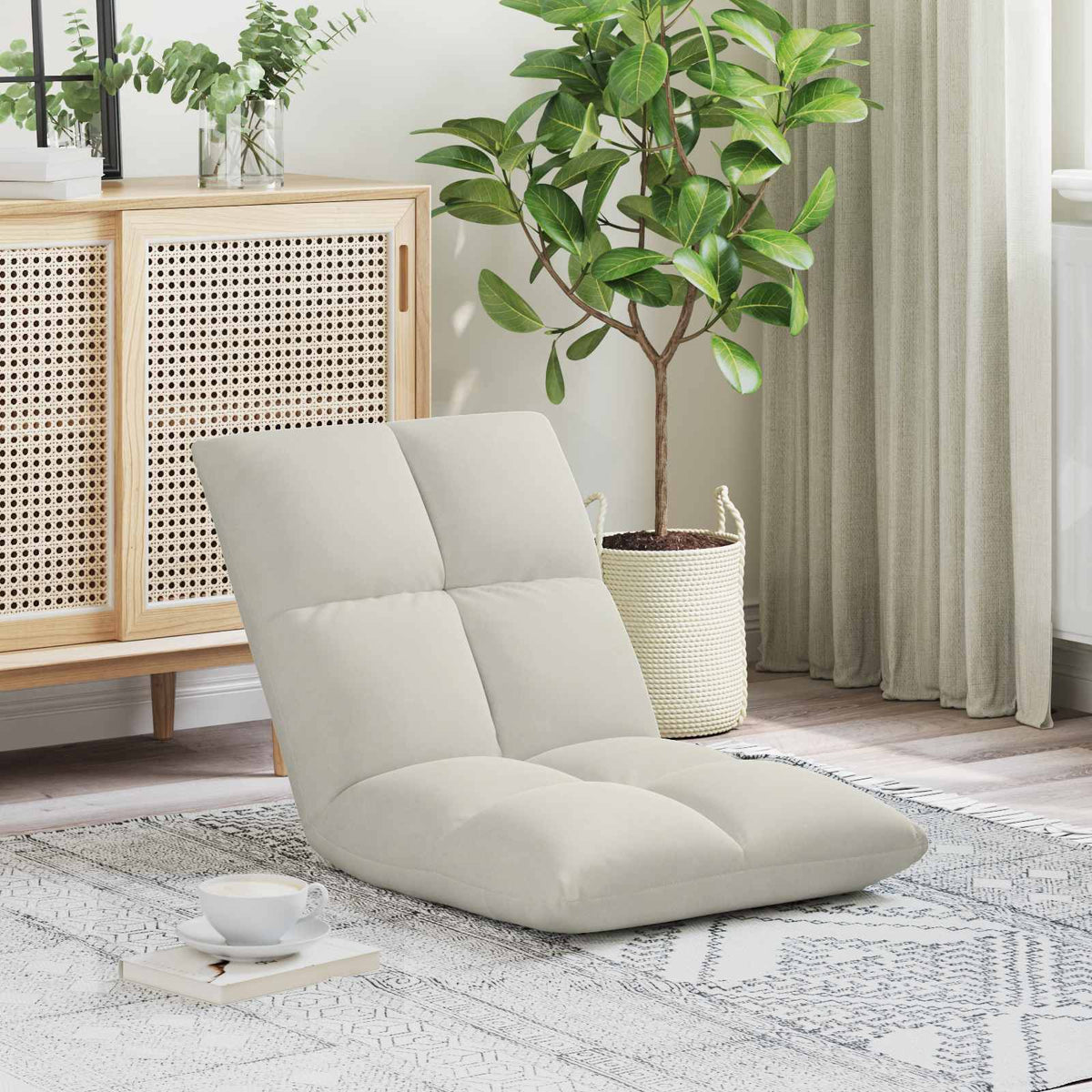 Vloerstoel Crème 50 x 61 x 57 cm Fluweel is nu te koop bij PeponiXL, paradijselijk wonen!