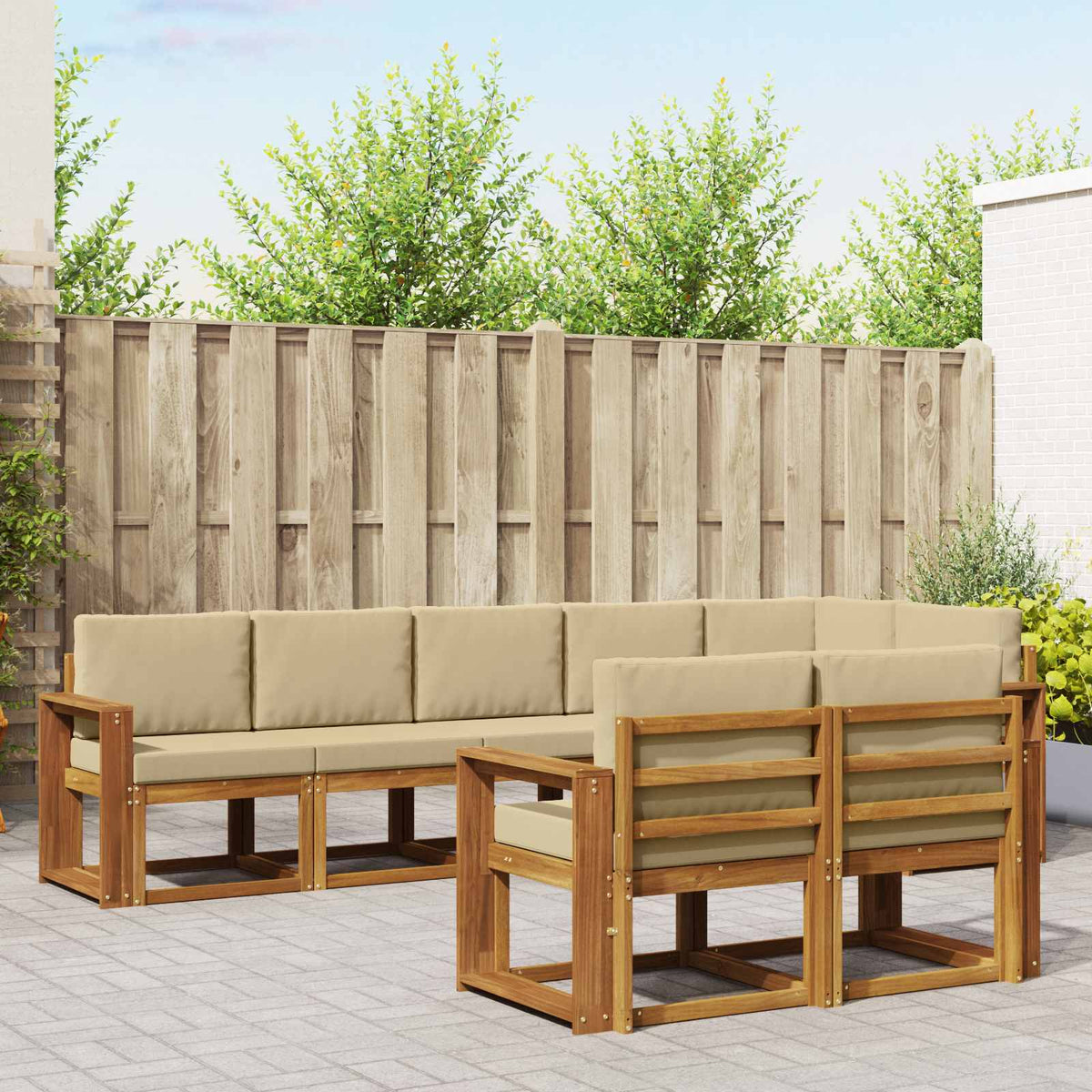 Buiten bankenset met kussen 8 pcs Natuurlijk en Beige is nu te koop bij PeponiXL, paradijselijk wonen!