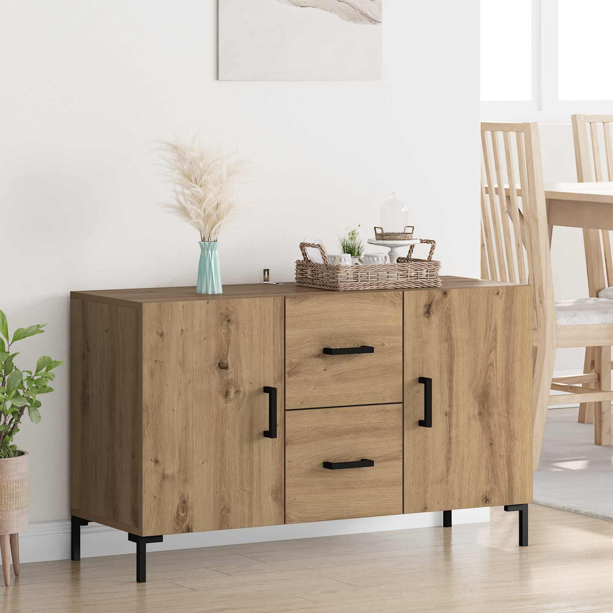 Dressoir Artisan Eiken 100 x 36 x 60 cm Bewerkt hout is nu te koop bij PeponiXL, paradijselijk wonen!