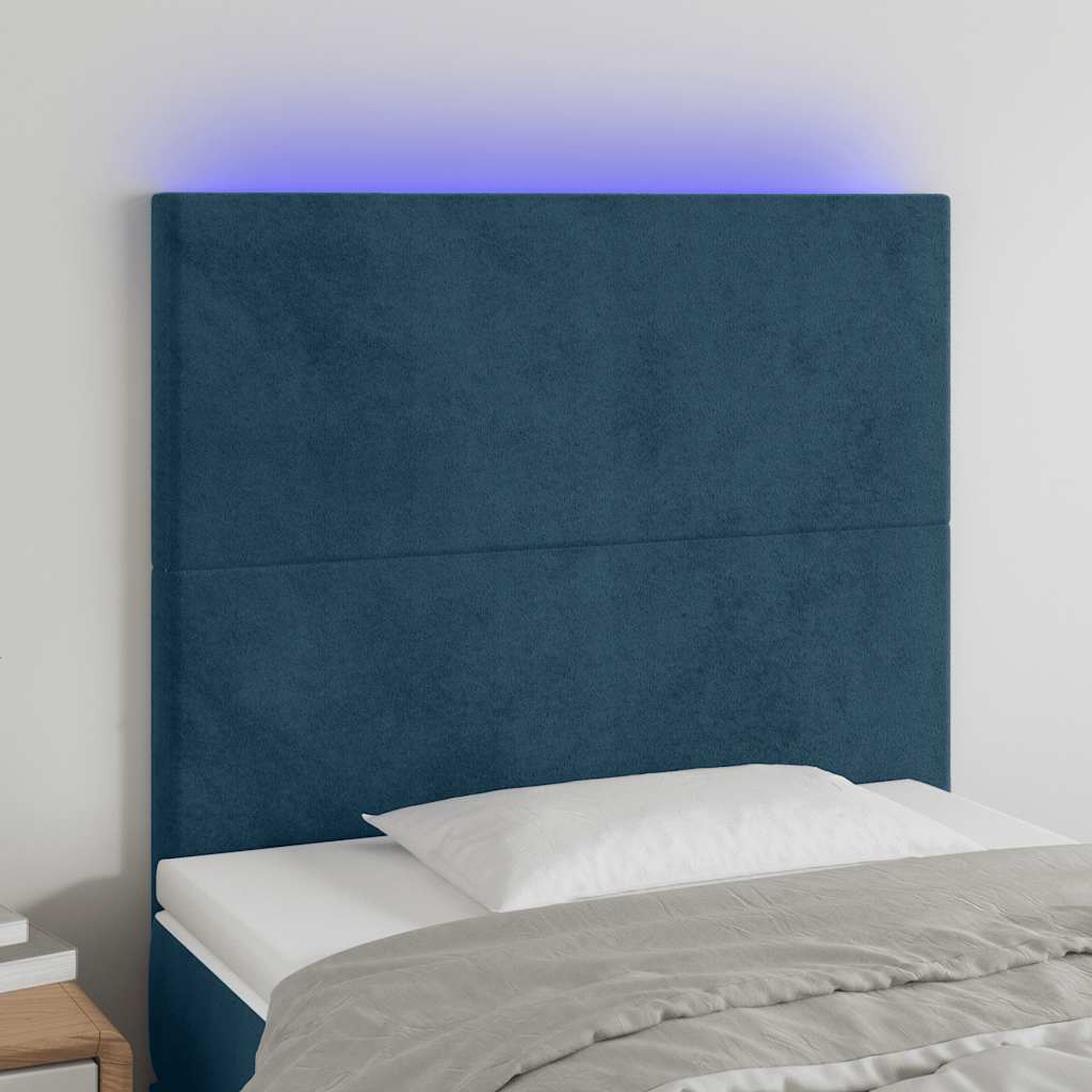 Hoofdbord LED 90x5x118/128 cm fluweel donkerblauw is nu te koop bij PeponiXL, paradijselijk wonen!