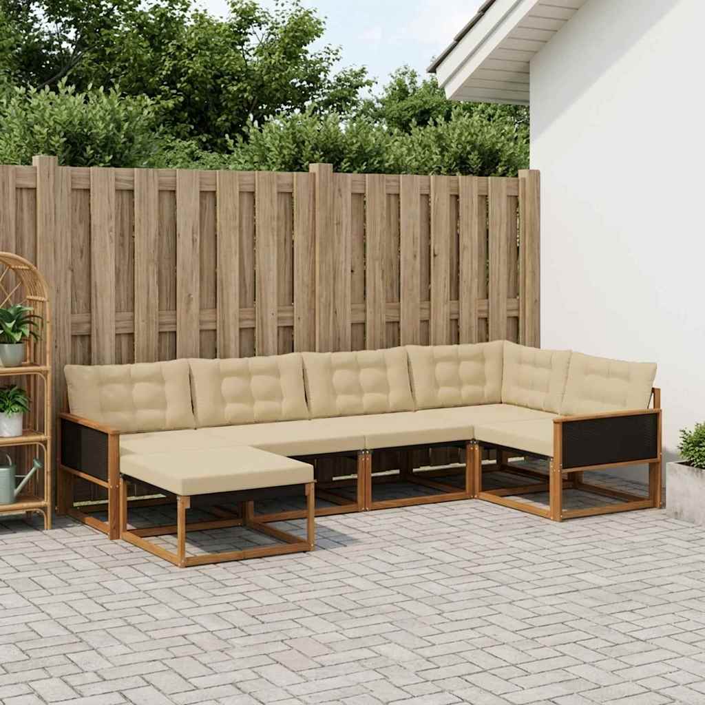 Buiten bankenset met kussen 6 pcs Natuurlijk en Beige is nu te koop bij PeponiXL, paradijselijk wonen!