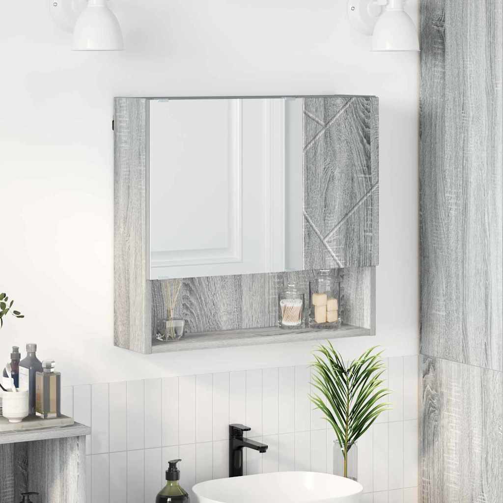 Spiegelkast Grijs Sonoma 59 x 17 x 55 cm Bewerkt hout is nu te koop bij PeponiXL, paradijselijk wonen!