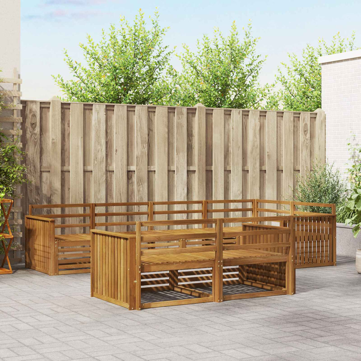 Buiten bankenset 7 pcs Naturel Massief Acaciahout is nu te koop bij PeponiXL, paradijselijk wonen!