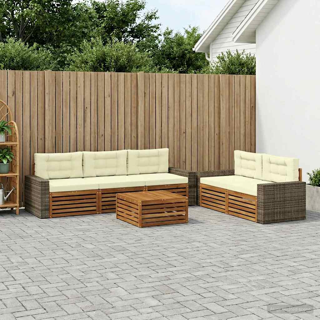 Buiten bankenset 6 pcs Natuurlijk en Crème is nu te koop bij PeponiXL, paradijselijk wonen!