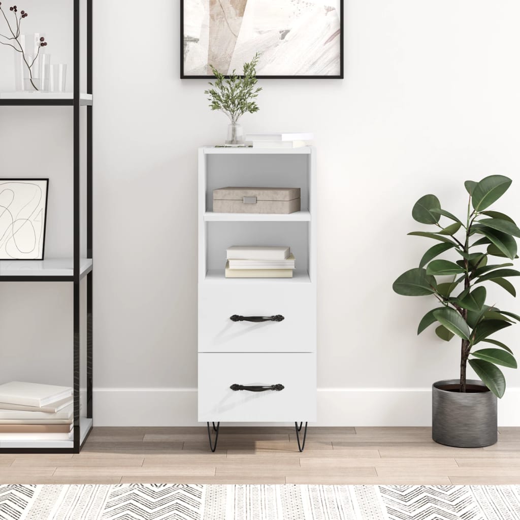 Dressoir 34,5x34x90 cm bewerkt hout hoogglans wit is nu te koop bij PeponiXL, paradijselijk wonen!